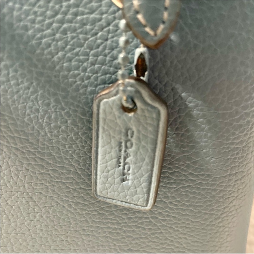 Coach Teal Blue Pebble Leather Tote Bag - Picture 11 of 16